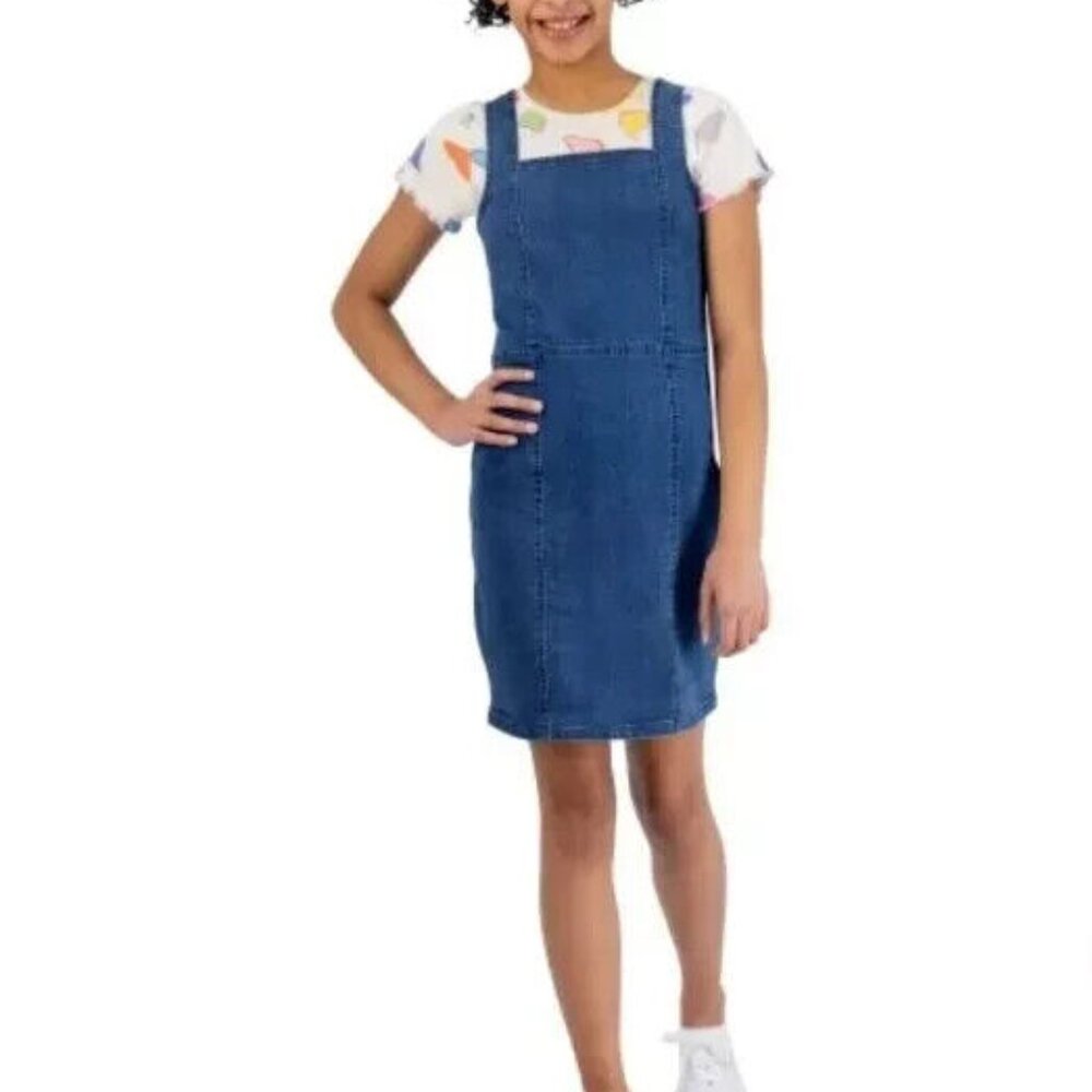 Steve Madden Girls Medium Light Blue Denim Hearts Top 2 Piece Dress Set NWT